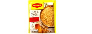 Quantas calorias em 1 1/2 colheres de sopa (16 g) Sopa de Carne com Conchinhas?