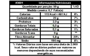 Quantas calorias em 1 1/2 fatias (50 g) Pão de Centeio Integral?