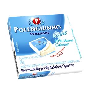 Quantas calorias em 1 1/2 porçãos (30 g) Queijo Polenguinho Light?