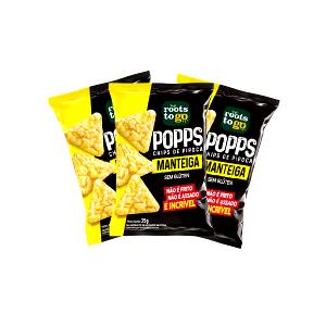 Quantas calorias em 1 1/2 xícaras (25 g) Popps Chips de Pipoca Manteiga?