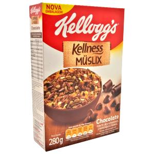 Quantas calorias em 1/2 xícara (40 g) Kellness Müslix Chocolate?