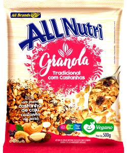 Quantas calorias em 1/2 xicara de chá (40 g) Granola Integral com Castanhas?