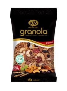 Quantas calorias em 1/2 xicara de chá (40 g) Granola Premium?