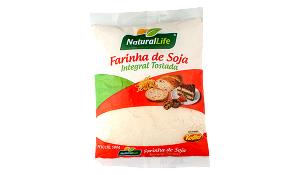 Quantas calorias em 1/2 xícara de chá (50 g) Farinha de Soja Integral Tostada?