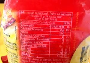 Quantas calorias em 1/2 xícara de chá (50 g) Kipolenta?