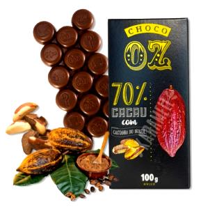 Quantas calorias em 1/3 da unidade (25 g) Chocolate 70% com Castanha do Brasil?