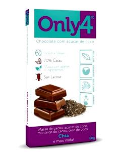 Quantas calorias em 1/4 do tablete (20 g) Chocolate com Chia?