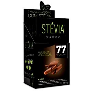 Quantas calorias em 1/4 tablete (20 g) Stévia Choco 77% Cacau?