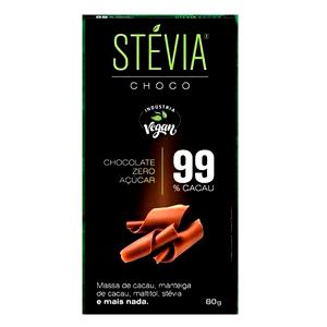 Quantas calorias em 1/4 tablete (20 g) Stevia Choco 99% Cacau?