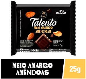 Quantas calorias em 1/4 unidade (25 g) Chocolate Meio Amargo com Amêndoas?