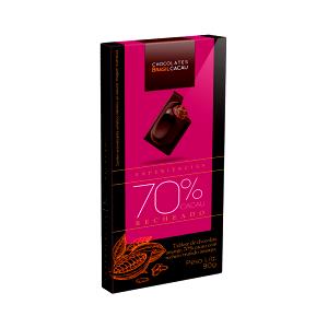 Quantas calorias em 1/4 unidade (25 g) Tablete de Chocolate 70% Cacau com Recheio Trufado Amargo?