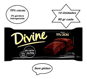 Quantas calorias em 1/4 unidade (90 g) Barra de Chocolate 70% Amargo?