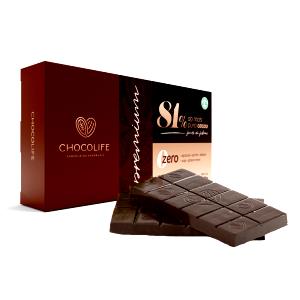 Quantas calorias em 1/40 barra (25 g) Chocolife 81% Cacau?