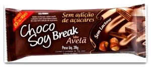 Quantas calorias em 1 barra (19 g) Choco Soy Break Avelã?