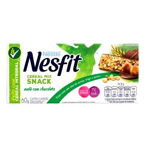 Quantas calorias em 1 barra (20 g) Barra de Cereal Nesfit Mix de Nuts?