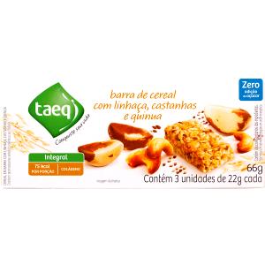 Quantas calorias em 1 barra (22 g) Barra de Cereal com Linhaça, Castanhas e Quinua?