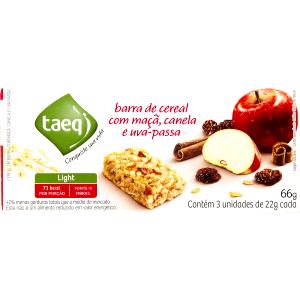 Quantas calorias em 1 barra (22 g) Barra de Cereal com Maçã, Canela e Uva-Passa?