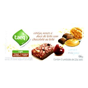 Quantas calorias em 1 barra (22 g) Barra de Cereal de Cereja, Nozes, Doce de Leite e Chocolate Ao Leite?