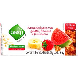 Quantas calorias em 1 barra (22 g) Barra de Frutas com Goiaba, Banana e Framboesa?