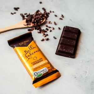 Quantas calorias em 1 barra (23 g) Chocolate 75% Cacau + Gengibre?