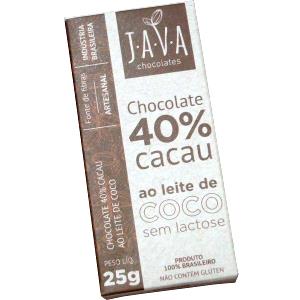 Quantas calorias em 1 barra (25 g) Chocolate 40% Cacau Ao Leite de Coco?