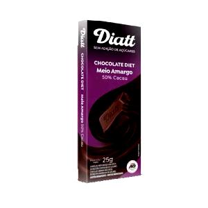 Quantas calorias em 1 barra (25 g) Chocolate Diet Meio Amargo 50% Cacau?