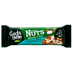 Quantas calorias em 1 barra (25 g) Vegan Nuts Coco + Sementes?