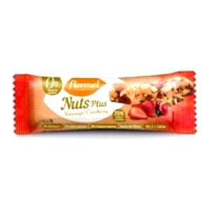 Quantas calorias em 1 barra (27 g) Nuts Plus Morango + Cranberry?