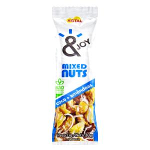Quantas calorias em 1 barra (30 g) Barra de Mixed Nuts Coco e Amêndoas?