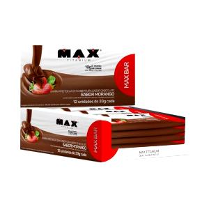 Quantas calorias em 1 barra (33 g) Max Bar Sabor Morango?