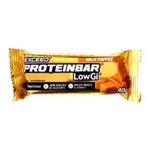 Quantas calorias em 1 barra (40 g) Protein Bar Low GI Milk Toffee?