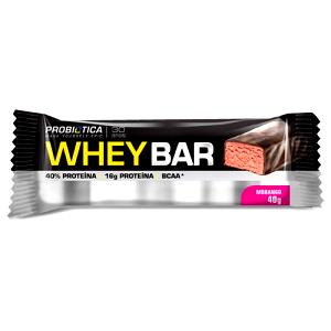 Quantas calorias em 1 barra (40 g) Whey Bar Morango?