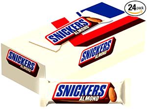 Quantas calorias em 1 barra (50 g) Snickers Almond?