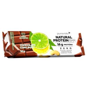 Quantas calorias em 1 barra (60 g) Natural Protein Bar Chocolate com Limão?
