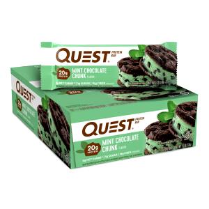 Quantas calorias em 1 barra (60 g) Quest Bar Mint Chocolate Chunk?