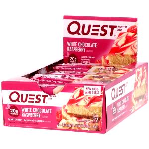 Quantas calorias em 1 barra (60 g) Quest Bar White Chocolate Raspberry?