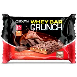 Quantas calorias em 1 barra (70 g) Whey Bar Crunch Chocolate?