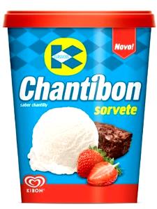 Quantas calorias em 1 bola (60 g) Sorvete Chantibon?