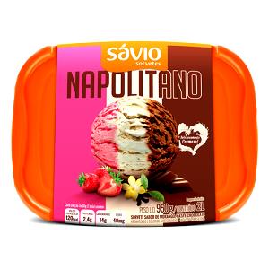 Quantas calorias em 1 bola de sorvete (60 g) Sorvete Napolitano?