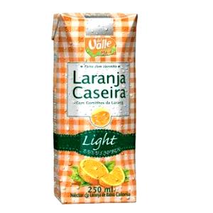 Quantas calorias em 1 caixinha (250 ml) Suco Laranja Caseira Light?