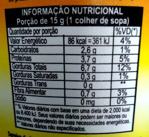 Quantas calorias em 1 colher de sopa (15 g) Amendocrem Power Fit?