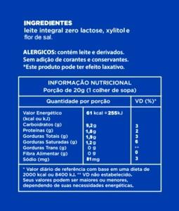 Quantas calorias em 1 colher de sopa (20 g) Doce de Leite C/ Flor de Sal Zero?