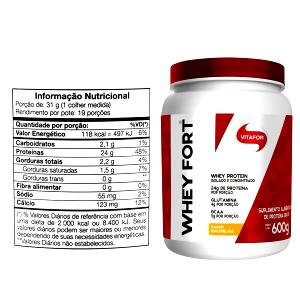 Quantas calorias em 1 colher medida (31 g) Whey Fort Baunilha?