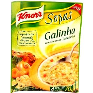Quantas calorias em 1 concha (300 ml) Sopão de Galinha com Macarrão?