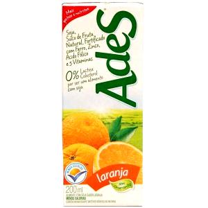 Quantas calorias em 1 copo (200 ml) Ades Suco de Laranja Zero?