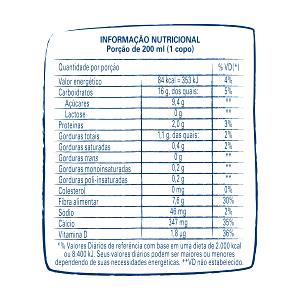 Quantas calorias em 1 copo (200 ml) Leite de Aveia e Cacau?