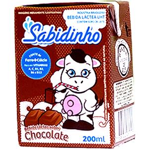 Quantas calorias em 1 copo (200 ml) Sabidinho - Chocolate?