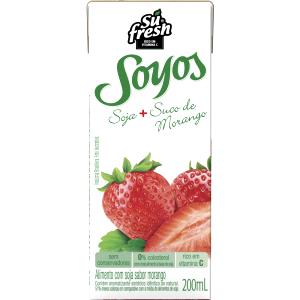 Quantas calorias em 1 copo (200 ml) Soyos Morango?