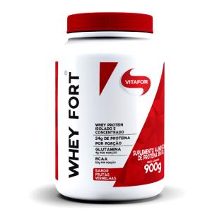 Quantas calorias em 1 dosador (31 g) Whey Fort Frutas Vermelhas?