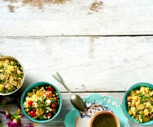 Quantas calorias em 1 Dose Três Saladas Para Dois?